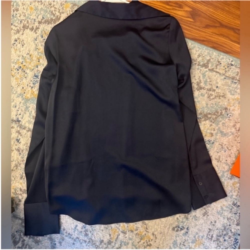 Abercrombie Navy Satin Button Down - Picture 3 of 3